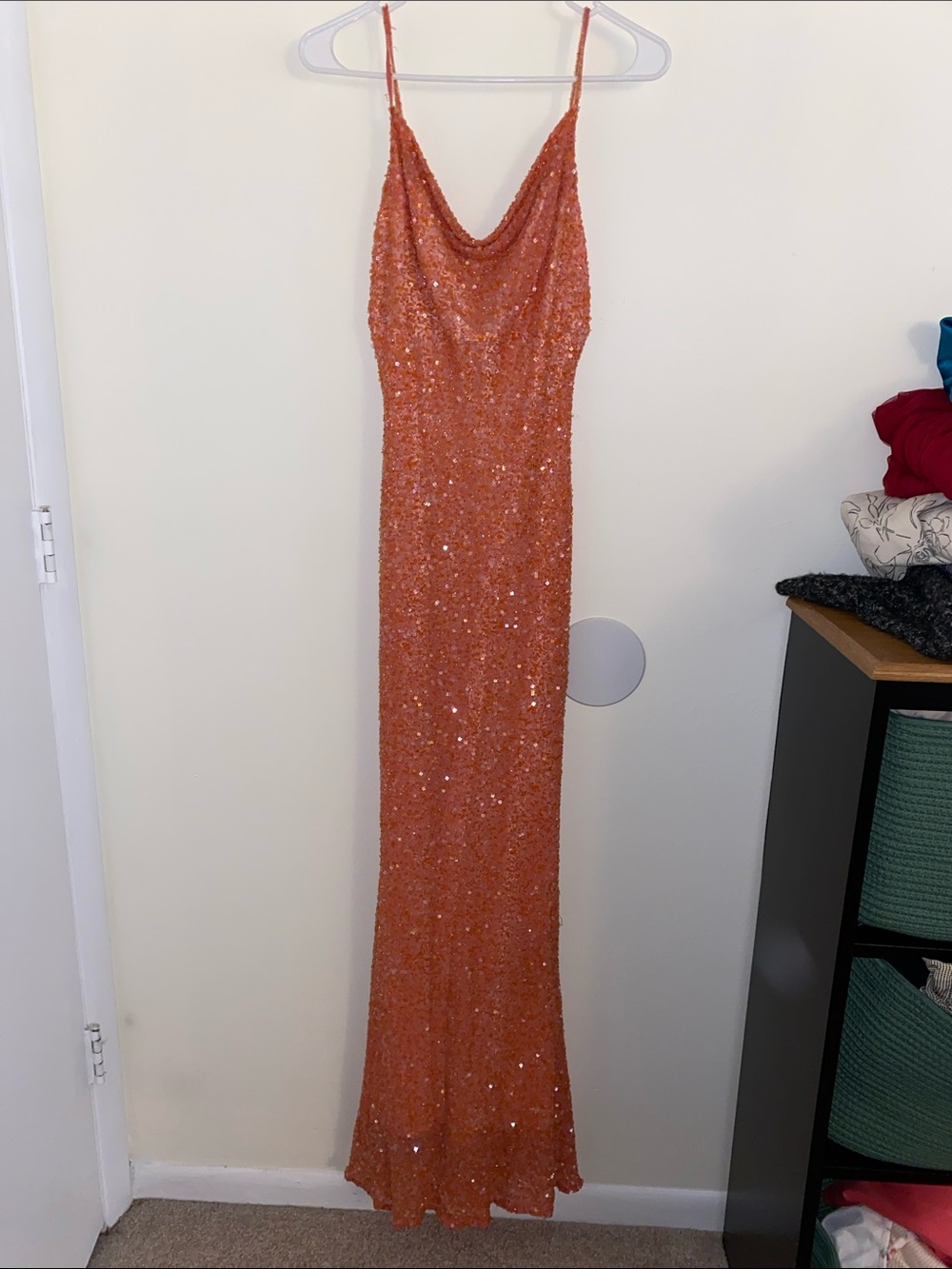 Scala Orange Sequin Silk Dress